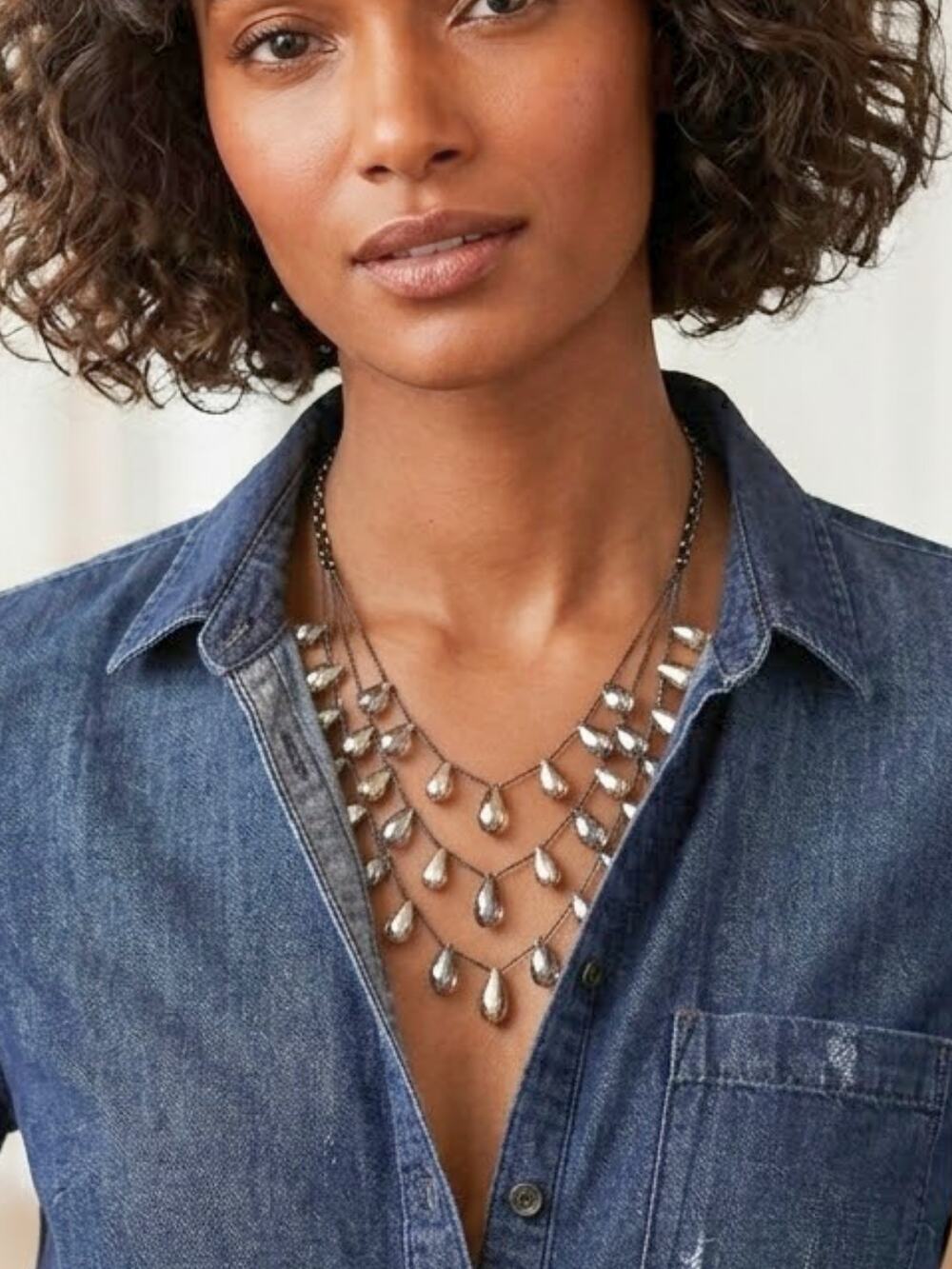 ANN TAYLOR 3-Strand Teardrop Statement Necklace NWOT